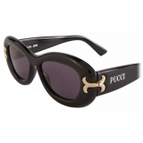 Emilio Pucci - Fishtail-Embellished Oval Sunglasses - Black - Sunglasses - Emilio Pucci Eyewear
