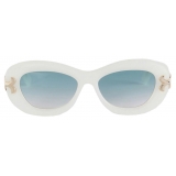Emilio Pucci - Fishtail-Embellished Oval Sunglasses - White Sky Blue - Sunglasses - Emilio Pucci Eyewear
