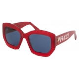 Emilio Pucci - Occhiali da Sole con Logo - Rosso Scuro Blu Navy - Occhiali da Sole - Emilio Pucci Eyewear