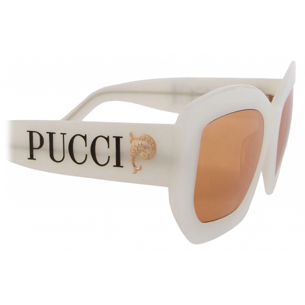 Emilio Pucci - Logo-Print Sunglasses - White Light Brown - Sunglasses ...