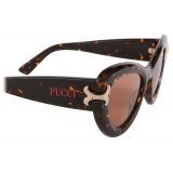 Emilio Pucci - Logo-Print Cat-Eye Sunglasses - Brown - Sunglasses - Emilio Pucci Eyewear