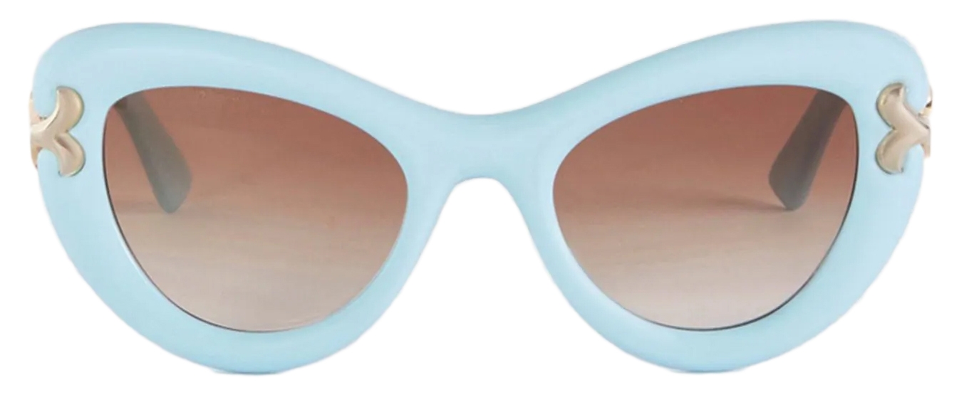 Emilio Pucci - Logo-Print Cat-Eye Sunglasses - Sky Blue Chocolate Brown -  Sunglasses - Emilio Pucci Eyewear - Avvenice