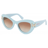 Emilio Pucci - Logo-Print Cat-Eye Sunglasses - Sky Blue Chocolate Brown - Sunglasses - Emilio Pucci Eyewear