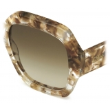 Chloé - Occhiali da Sole Gayia in Acetato - Marrone Chiaro Cristallo con Motivo Foglie - Chloé Eyewear