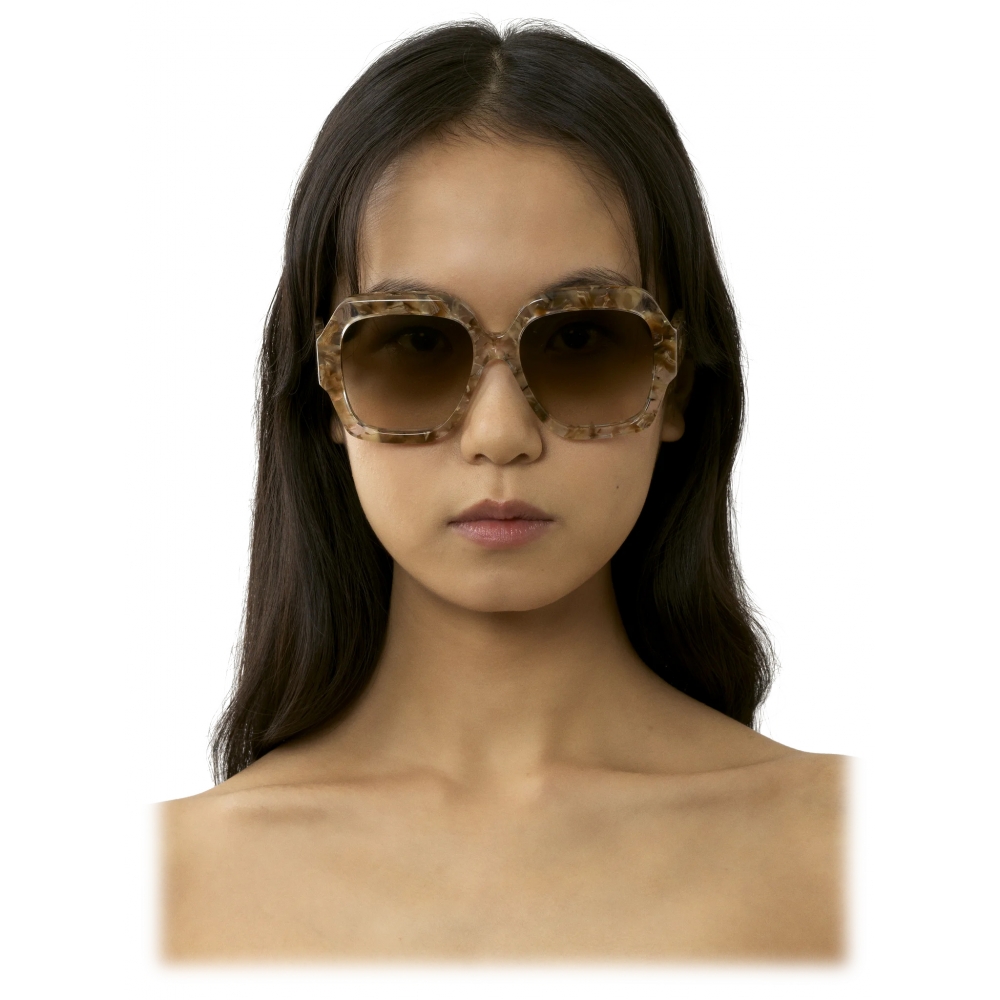 Chloé - Gayia Sunglasses in Acetate - Light Brown Crystal Foliage ...