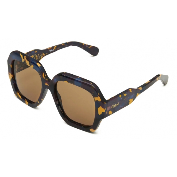 Chloé - Gayia Sunglasses in Acetate - Spotted Burgundy Brown - Chloé Eyewear