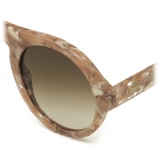 Chloé - Gayia Sunglasses in Acetate - Nude Crystal Foliage Pattern Gradient Light Brown - Chloé Eyewear