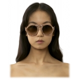 Chloé - Occhiali da Sole Gayia in Acetato - Nude Cristallo con Motivo Foglie Marrone Chiaro Sfumato - Chloé Eyewear