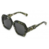 Chloé - Occhiali da Sole Gayia in Acetato - Verde Cristallo con Motivo Foglie Fumo - Chloé Eyewear