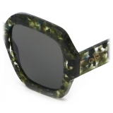 Chloé - Gayia Sunglasses in Acetate - Green Crystal Foliage Pattern Smoke - Chloé Eyewear