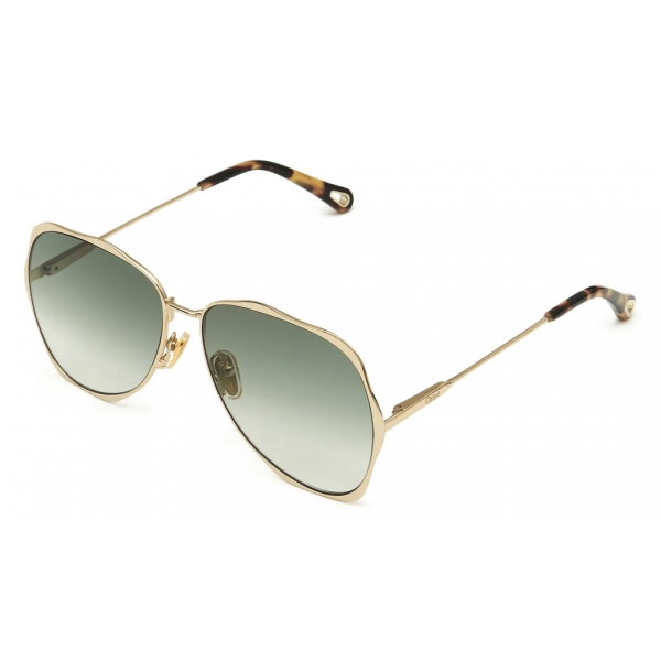 Chloé - Honore Sunglasses in Metal - Classic Gold Gradient Green - Chloé Eyewear