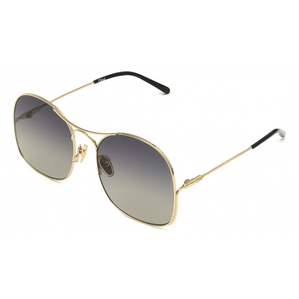 Chloé - Elys Sunglasses in Metal - Classic Gold Gradient Grey - Chloé Eyewear