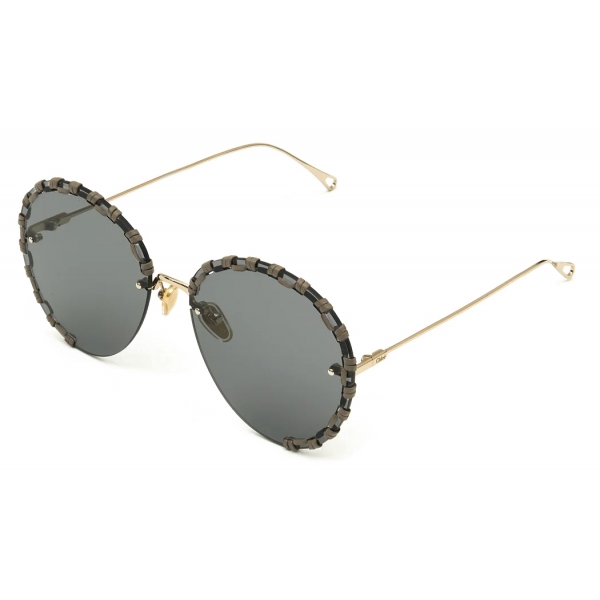 Chloé - Occhiali da Sole Idora in Metallo - Oro Classico Blu Fango - Chloé Eyewear