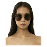 Chloé - Idora Sunglasses in Metal - Classic Gold Blue Mud - Chloé Eyewear