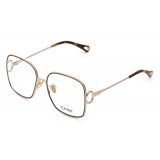 Chloé - Austine Eyeglasses in Metal - Gold Havana - Chloé Eyewear
