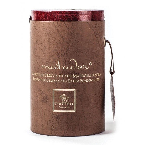 Vincente Delicacies - Tocchetti di Croccante alle Mandorle Sicilia Ricoperti di Cioccolato Fondente - Matador Cilindro Prestige