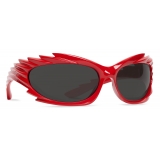 Balenciaga - Occhiali da Sole Spike Rectangle - Rosso - Occhiali da Sole - Balenciaga Eyewear