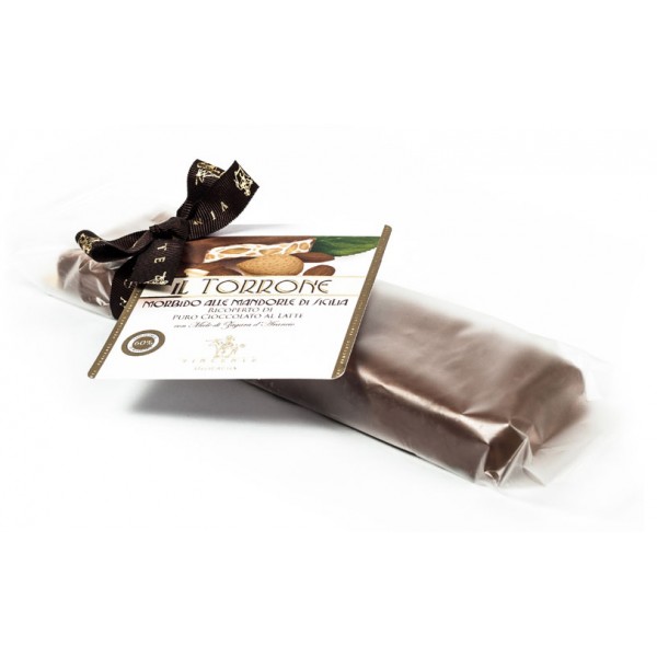 Vincente Delicacies - Soft Nougat Bar with Sicilian Almonds and Covered with Pure Milk Chocolate - Opal Box