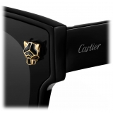 Cartier - Square - Black Gray with Gold Flash - Panthère de Cartier Collection - Sunglasses - Cartier Eyewear