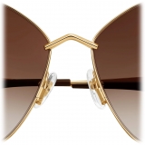 Cartier - Oversize - Oro Marrone con Flash Oro - Panthère de Cartier Collection - Occhiali da Sole - Cartier Eyewear