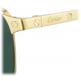 Cartier - Rettangolare - Oro Spazzolata Lenti Verde - Santos de Cartier Collection - Occhiali da Sole - Cartier Eyewear