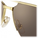Cartier - Rotondi - Oro Spazzolata Lenti Grigio - Santos de Cartier Collection - Occhiali da Sole - Cartier Eyewear