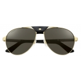 Cartier - Pilot - Brushed Gold Grey Lenses - Santos de Cartier Collection - Sunglasses - Cartier Eyewear