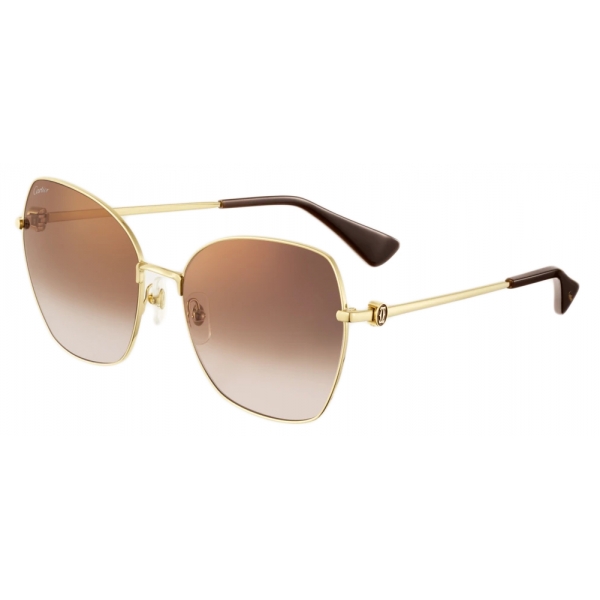Cartier - Pilot - Brushed Gold Grey Lenses - Santos de Cartier Collection - Sunglasses - Cartier Eyewear