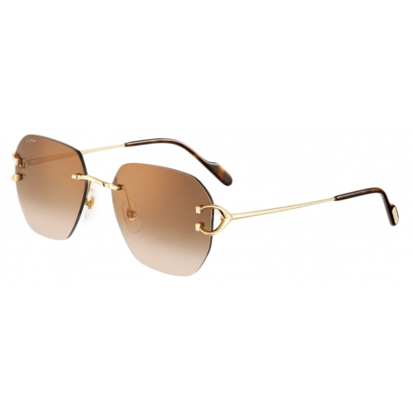 Cartier - Geometric - Gold Gradient Brown Lenses - Signature C de Cartier Collection - Sunglasses - Cartier Eyewear