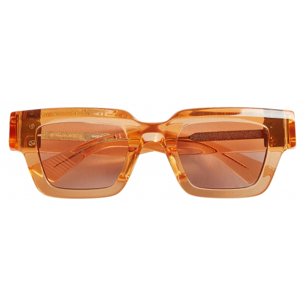 Bottega Veneta - Occhiali da Sole Hinge Quadrati in Acetato - Arancione Marrone - Occhiali da Sole - Bottega Veneta Eyewear
