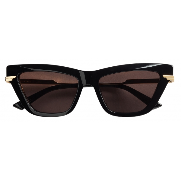 Bottega Veneta - Classic Acetate Cat Eye Sunglasses - Black Gold Grey - Sunglasses - Bottega Veneta Eyewear