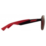 Bottega Veneta - Occhiali da Sole Mitre Aviatore in Metallo - Nero Rosso - Occhiali da Sole - Bottega Veneta Eyewear