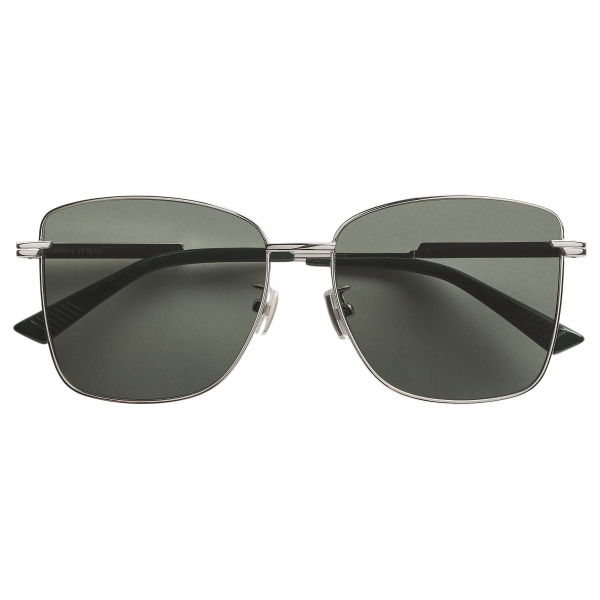 Bottega Veneta - Classic Square Sunglasses - Silver/Green - Sunglasses - Bottega Veneta Eyewear