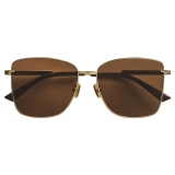 Bottega Veneta - Occhiali da Sole Quadrati Classico - Oro Marrone - Occhiali da Sole - Bottega Veneta Eyewear