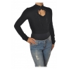 Aniye By - Short Top Model with Standing Collar - Black - Top - Made in Italy - Luxury Exclusive Collection