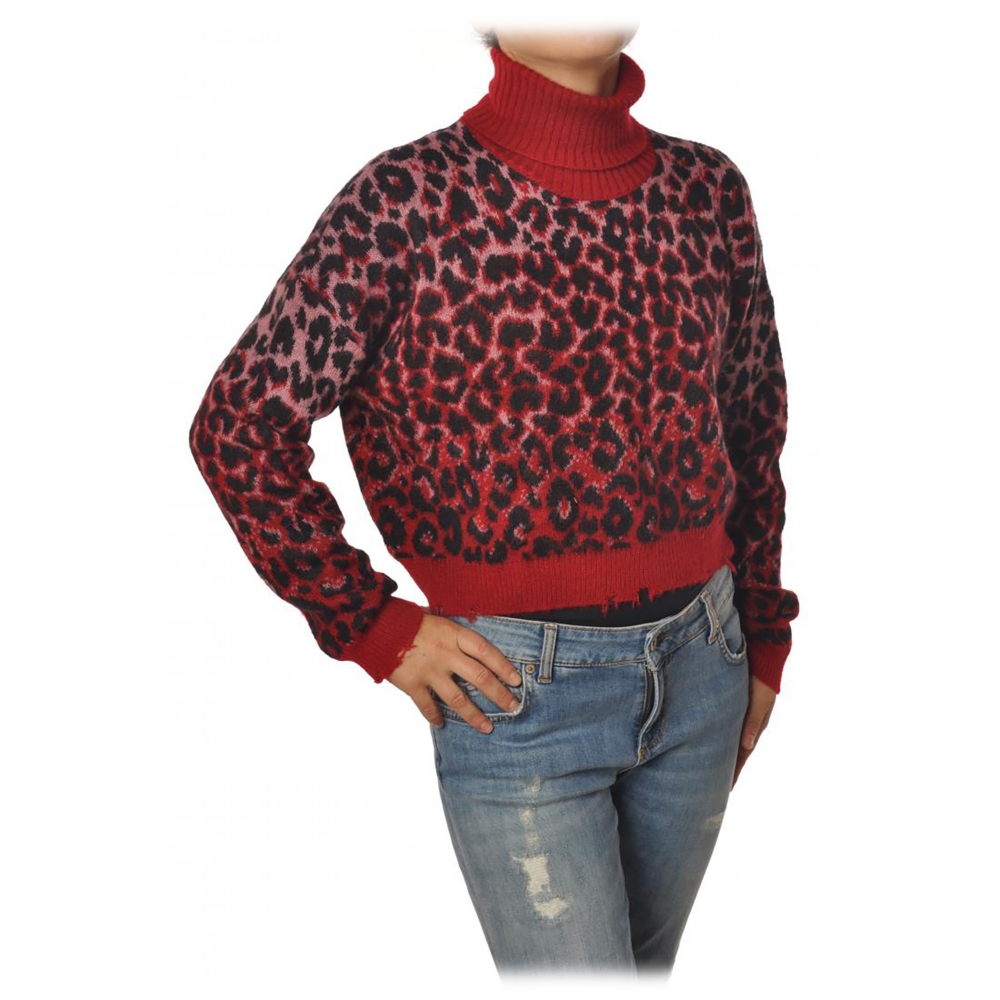 Aniye By - Crew Neck Sweater in Speckled Yarn - Red - Knit - Made in ...