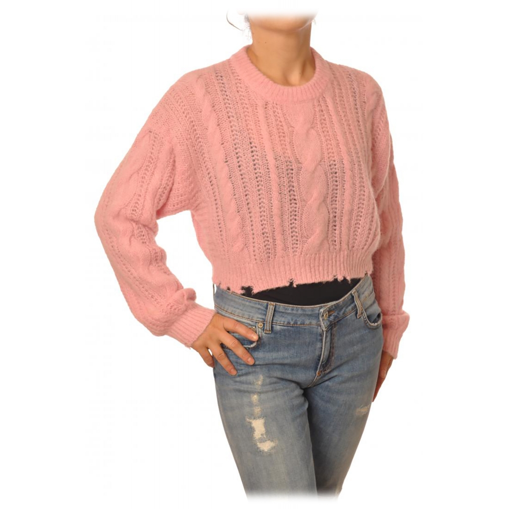 Aniye By - High Neck Sweater in Braided Yarn - Pink - Knit - Made in ...