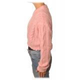 Aniye By - High Neck Sweater in Braided Yarn - Pink - Knit - Made in Italy - Luxury Exclusive Collection