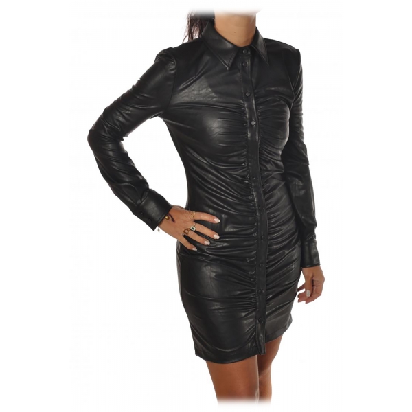 Aniye By - Faux Leather Mini Dress - Black - Dress - Made in Italy - Luxury Exclusive Collection