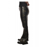 Aniye By - Faux Leather Pant with Python Print - Black - Pants - Made in Italy - Luxury Exclusive Collection