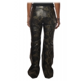 Aniye By - Faux Leather Pant with Python Print - Black - Pants - Made in Italy - Luxury Exclusive Collection