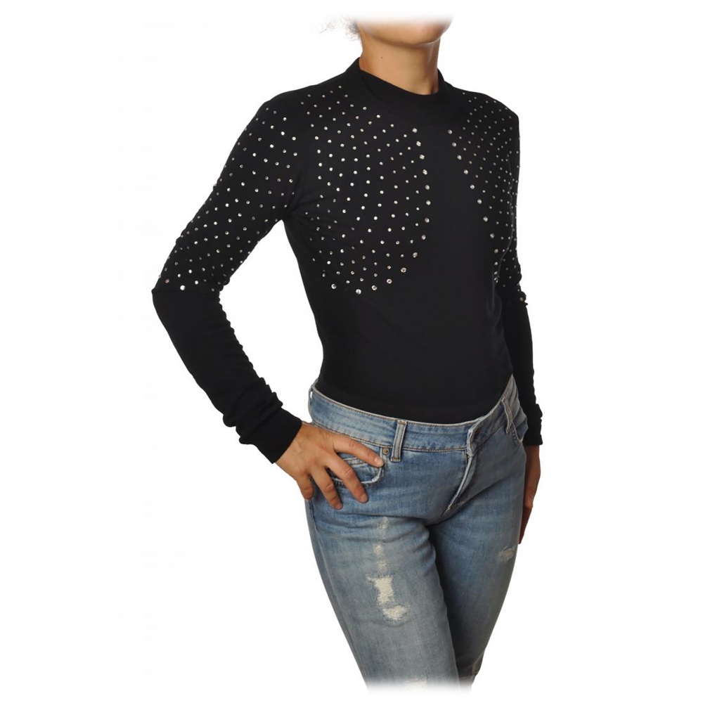 Aniye By - Sweater with Rhinestone Detail - Black - Knit - Made in ...