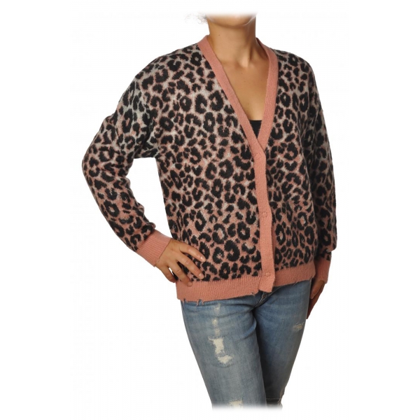 Aniye By - Cardigan in Fantasia Animalier - Rosa/Nero - Maglia - Made in Italy - Luxury Exclusive Collection