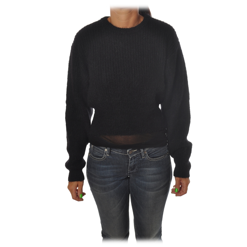 Aniye By - Sweater with String Detail - Black - Knit - Made in Italy ...