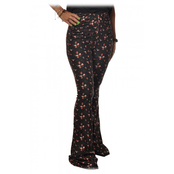 Aniye By - Floral Patterned Flared Pant - Black - Pants - Made in Italy - Luxury Exclusive Collection