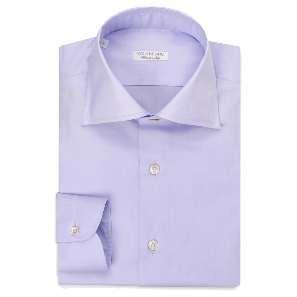Viola Milano - Solid Handmade Cutaway-Collar Shirt - Purple Blue ...
