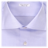 Viola Milano - Solido Fatto a Mano Camicia con Collo All'Aperto - Viola Blu - Handmade in Italy - Luxury Exclusive Collection