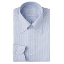 Viola Milano - Stripe Oxford Button-Down Collar Dress Shirt - Blue/White - Handmade in Italy - Luxury Exclusive Collection