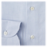 Viola Milano - Camicia con Colletto Button-Down in Oxford a Righe - Blu/Bianco - Handmade in Italy - Luxury Exclusive Collection