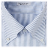 Viola Milano - Stripe Oxford Button-Down Collar Dress Shirt - Blue/White - Handmade in Italy - Luxury Exclusive Collection